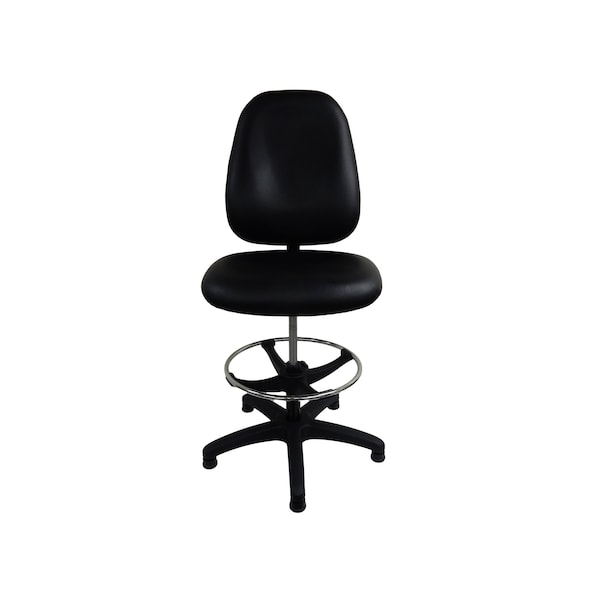 Workbench Chair Vinyl Seat Backrest 300 lbs. seat capacity footring non marking glides